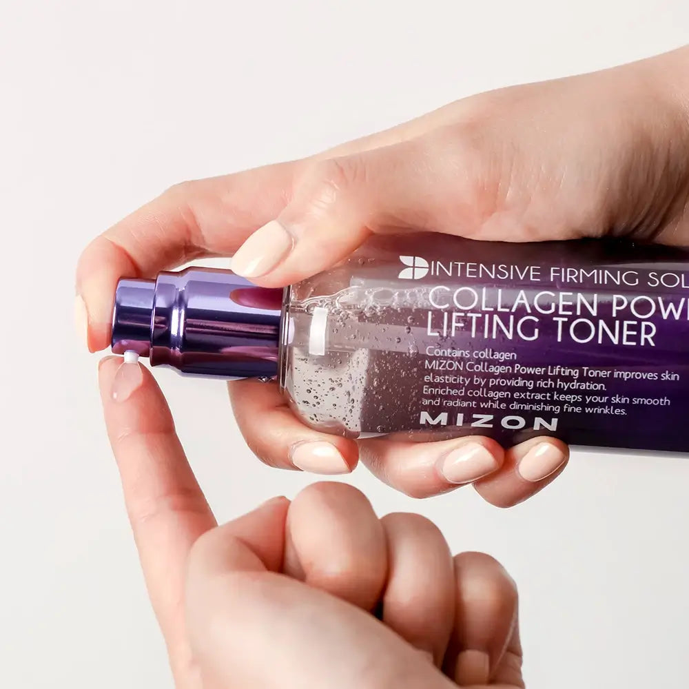 MIZON Collagen Power Lifting Toner - Gesichtswasser mit hydrolysiertem Kollagen und Adenosin für Hautfeuchtigkeit und Komfort - 120 ml