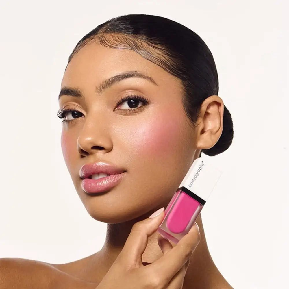 BODYOGRAPHY Color Cassette Liquid Blush Lip - fard de obraz si buze lichid, usor de aplicat si stratificat, formulat cu Bakuchiol - 5,5 gr - AMPLIFY - Bright Fuchsia