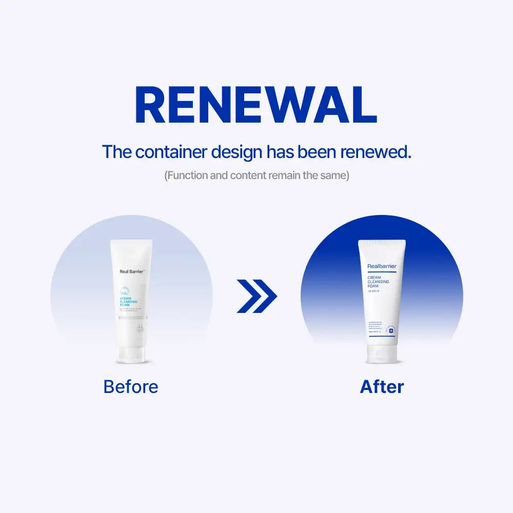 REAL BARRIER Cream Cleansing Renewal Schaumreiniger für empfindliche und trockene Haut - Sanfte Reinigung und intensive Feuchtigkeitspflege, 120 ml
