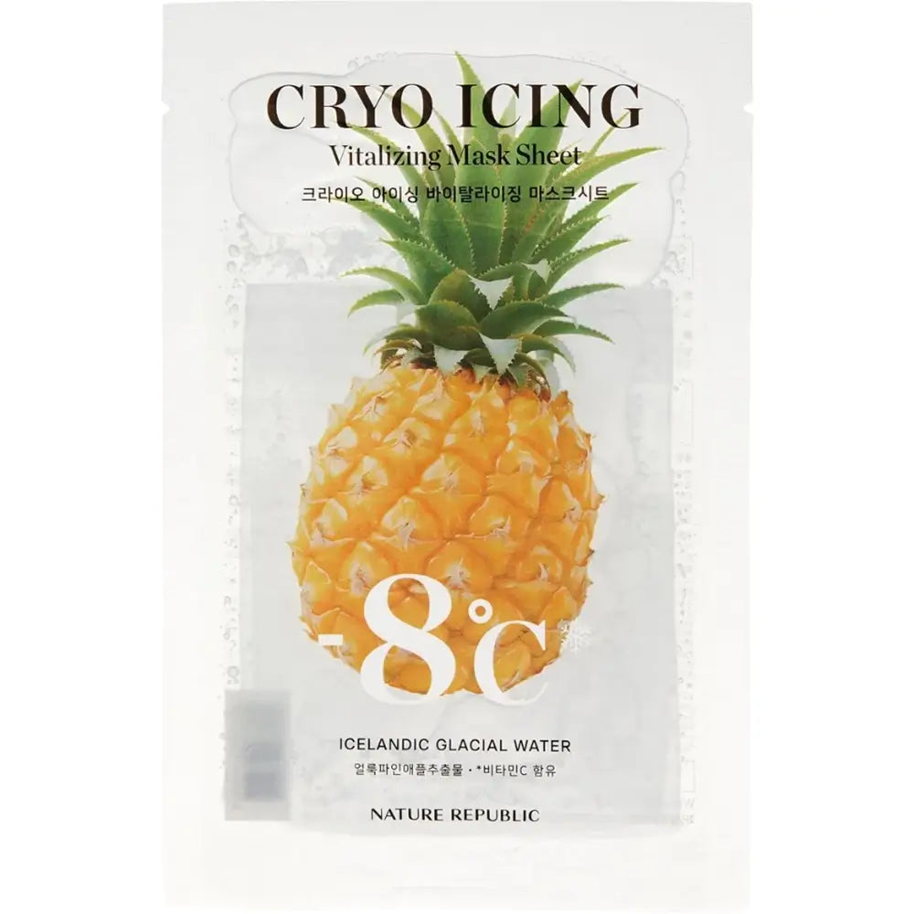 NATURE REPUBLIC Cryo Icing Vitalizing Mask Sheet - Gesichtsmaske mit isländischem Gletscherwasser und Vitamin C, die zur Revitalisierung und Energetisierung des Teints beiträgt und für einen gleichmäßigen Hautton sorgt - 27 ml