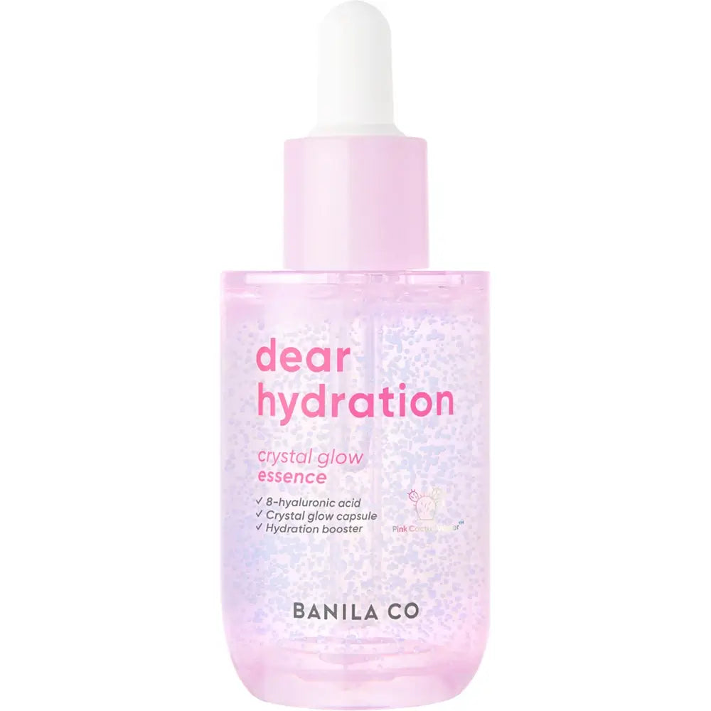 BANILA CO Dear Hydration Crystal Glow Essence - Serum mit Hyaluronsäure und rosa Kaktuswasser zur Hydratation der Haut - 50 ml