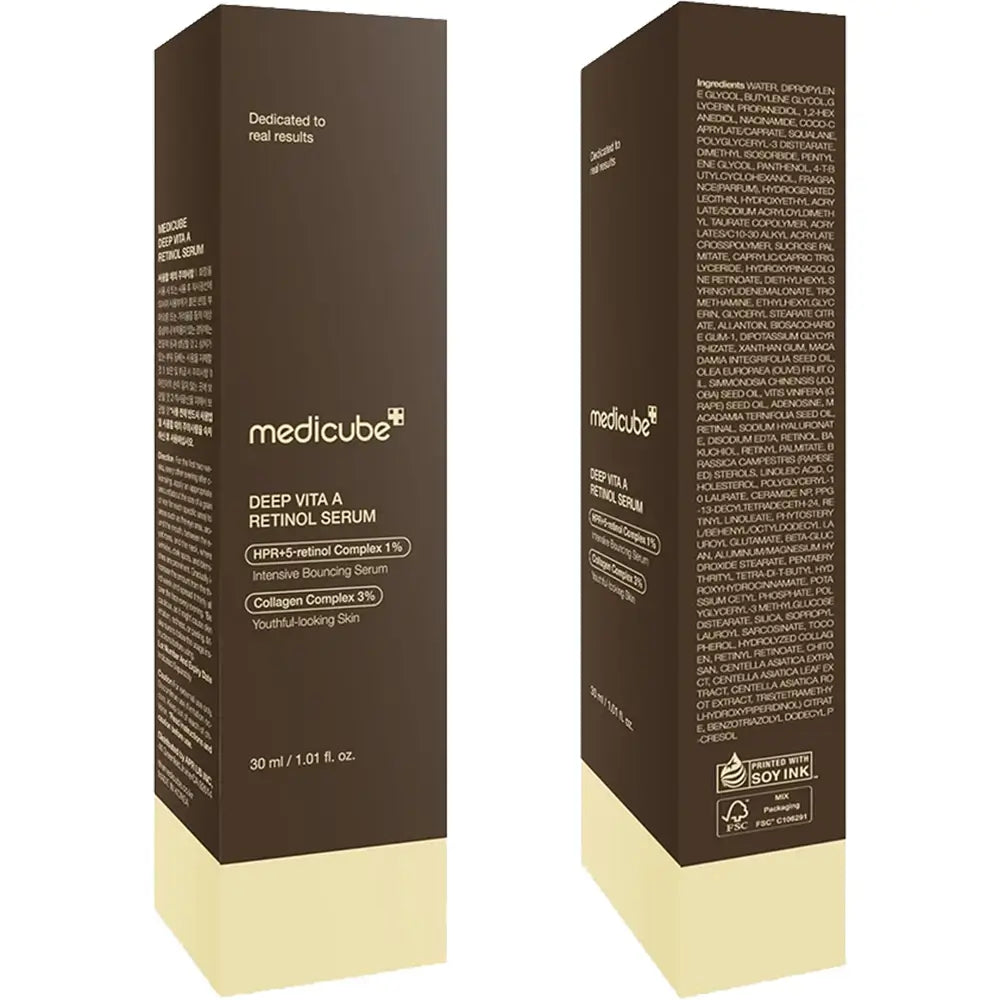 MEDICUBE Deep Vita A Retinol Serum - Gesichtsserum mit eingekapseltem Retinol und Niacinamid zur Glättung von feinen Linien und Angleichung des Hauttons - 30 ml