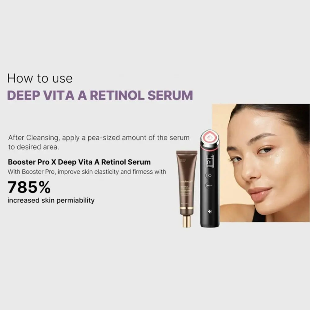MEDICUBE Deep Vita A Retinol Serum - Gesichtsserum mit eingekapseltem Retinol und Niacinamid zur Glättung von feinen Linien und Angleichung des Hauttons - 30 ml