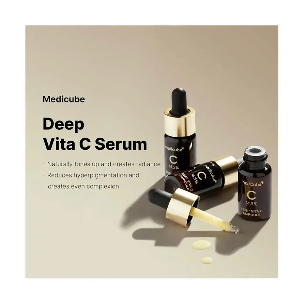 MEDICUBE Deep Vita C Ampoule 2.0 - Gesichtsserum mit reinem Vitamin C und Kollagen zur Verbesserung der Hautleuchtkraft und zum Schutz vor freien Radikalen - 3x10ml