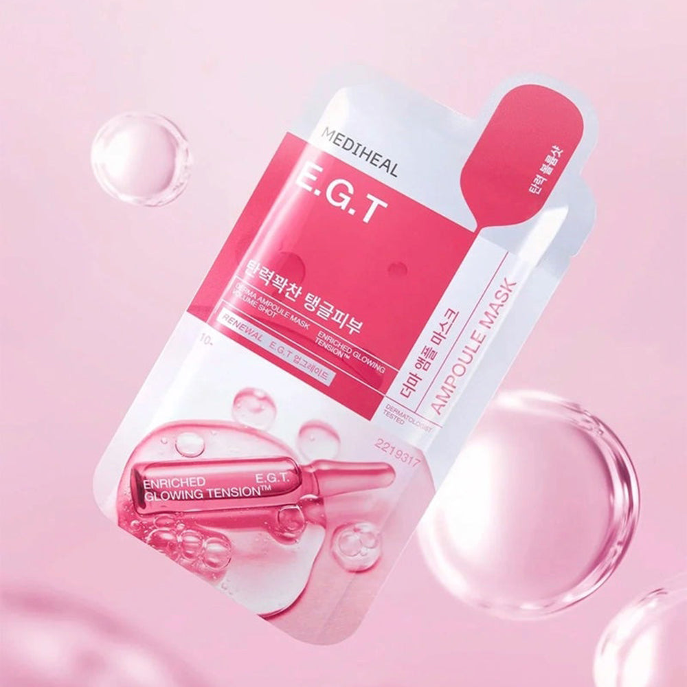 MEDIHEAL Derma Ampoule Sheet Mask E.G.T - masca de fata formulata cu colagen si acid hialuronic, care contribuie la hidratarea pielii si la mentinerea confortului cutanat - 26 ml