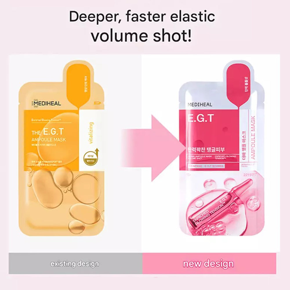 MEDIHEAL Derma Ampoule Sheet Mask E.G.T - masca de fata formulata cu colagen si acid hialuronic, care contribuie la hidratarea pielii si la mentinerea confortului cutanat - 26 ml