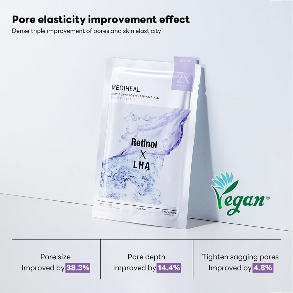 MEDIHEAL Derma Synergy Wrapping Sheet Mask Retinol X LHA Pore - masca de fata - 25 ml