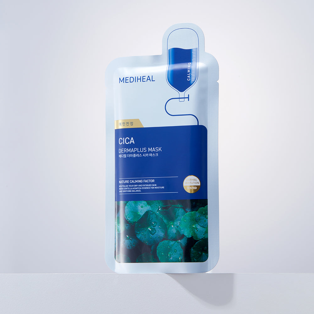 MEDIHEAL Dermaplus Cica Sheet Mask - masca de fata tip servetel formulata cu Centella Asiatica si pantenol, care contribuie la calmarea pielii si la mentinerea confortului cutanat - 22 ml