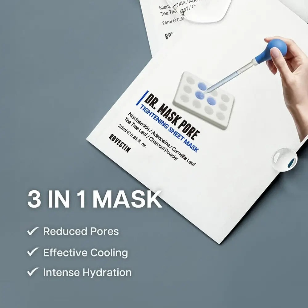ROVECTIN DR. Mask Pore - Gesichtsmaske mit Gerbstoffkomplex und Aktivkohle für Poren und Talgkontrolle - 25 ml