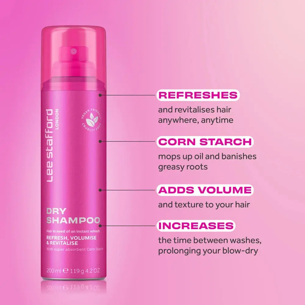 LEE STAFFORD Trockenshampoo - mit Maisstärke formuliert, absorbiert überschüssiges Öl und hält das Haar zwischen den Wäschen frisch - 200 ml