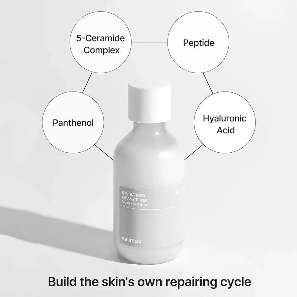 CELIMAX Dual Barrier Toner Cremos - Intensive Hydration and Skin Barrier Repair, 150 ml