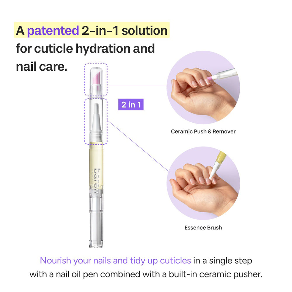 BAREN Dual-Effekt Nagel- und Nagelhautpflege-Essenzölstift mit Keramikschieber, 2 ml