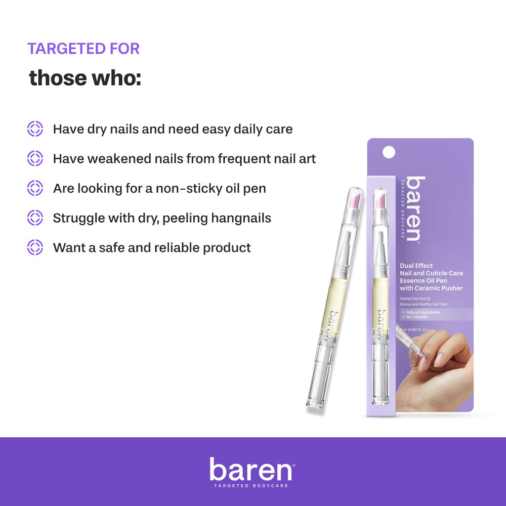 BAREN Dual-Effekt Nagel- und Nagelhautpflege-Essenzölstift mit Keramikschieber, 2 ml