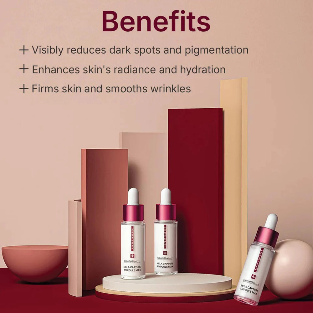 CENTELLIAN24 Expert Madeca Mela Capture Ampoule Max - Gesichtsserum mit MadeWhite Max und Niacinamid zur Korrektur von ungleichmäßigem Hautton und zur Reduzierung von Pigmentflecken - 3 x 15 ml