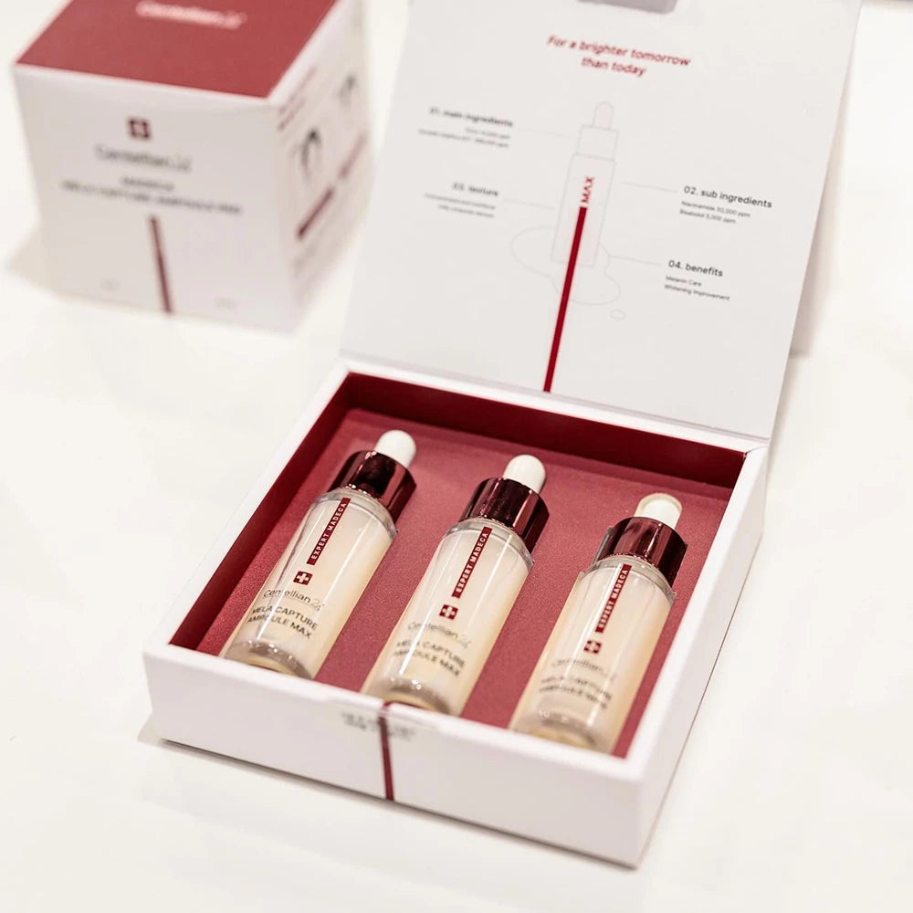 CENTELLIAN24 Expert Madeca Mela Capture Ampoule Max - Gesichtsserum mit MadeWhite Max und Niacinamid zur Korrektur von ungleichmäßigem Hautton und zur Reduzierung von Pigmentflecken - 3 x 15 ml