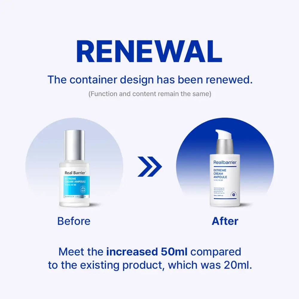 Real Barrier Extreme Cream Ampoule Renewal Intensives Anti-Falten-Gesichtsserum - Tiefe Feuchtigkeitsversorgung und Reparatur der Hautbarriere, 50 ml