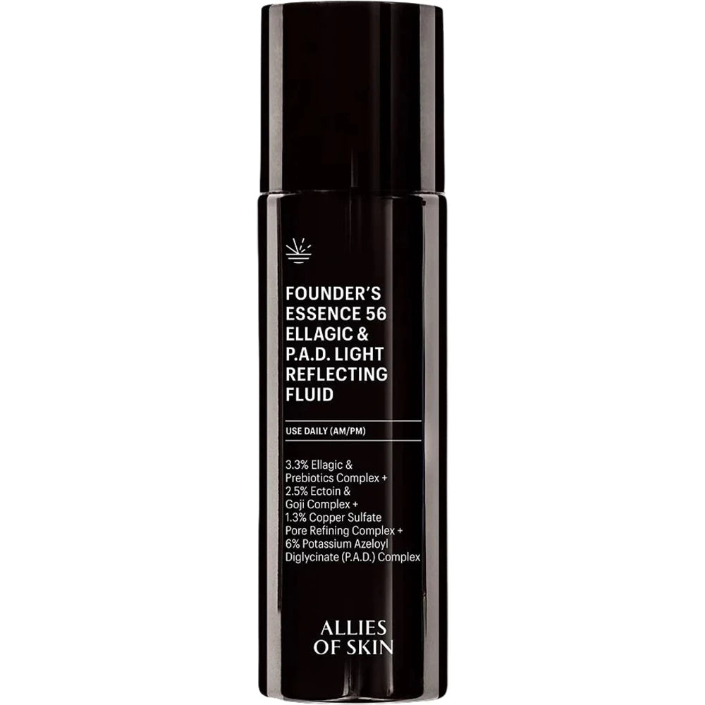 ALLIES OF SKIN Founder's Essence 56 Ellagsäure und P.A.D. Light Reflecting Fluid Essenz - Leuchtkraft und Feuchtigkeit, 100 ml