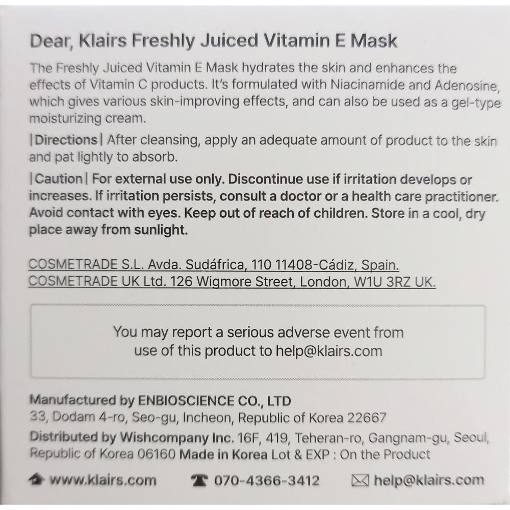 Dear Klairs Freshly Juiced Vitamin E, 90 gr