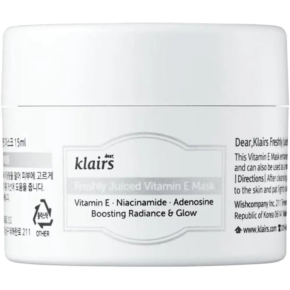 Dear Klairs Freshly Juiced Vitamin Mask - Gesichtsmaske mit Vitamin E und Niacinamiden für einen strahlenden Teint und langanhaltende Feuchtigkeit - 15 ml