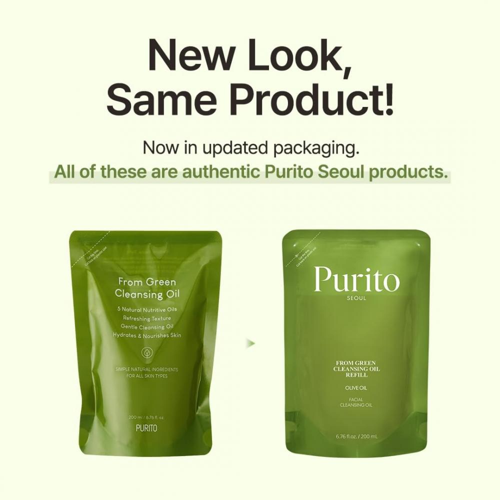 PURITO From Green - Reinigungsöl mit natürlichen Ölen formuliert, das hilft, Schmutz, Make-up, Sonnenschutz und Umweltverschmutzung vom Gesicht zu entfernen und die Lebensdauer der ursprünglichen recycelbaren Flaschen zu verlängern - 200 ml