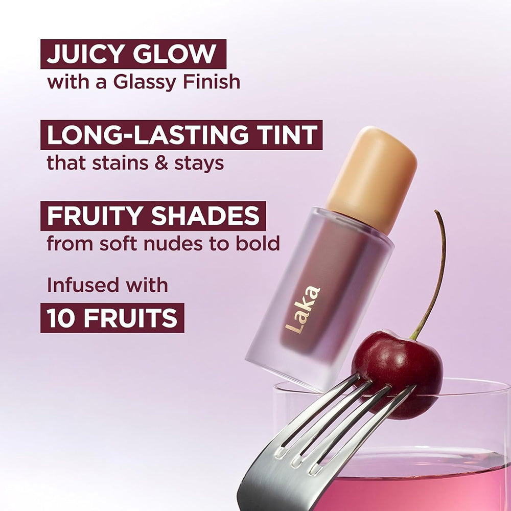 LAKA Fruity Glam Tint - nuantator pentru buze formulat cu suc de fructe si vitamine, care contribuie la hidratarea buzelor si la metinerea aspectului lucios - 4.5 gr - 115 Envy