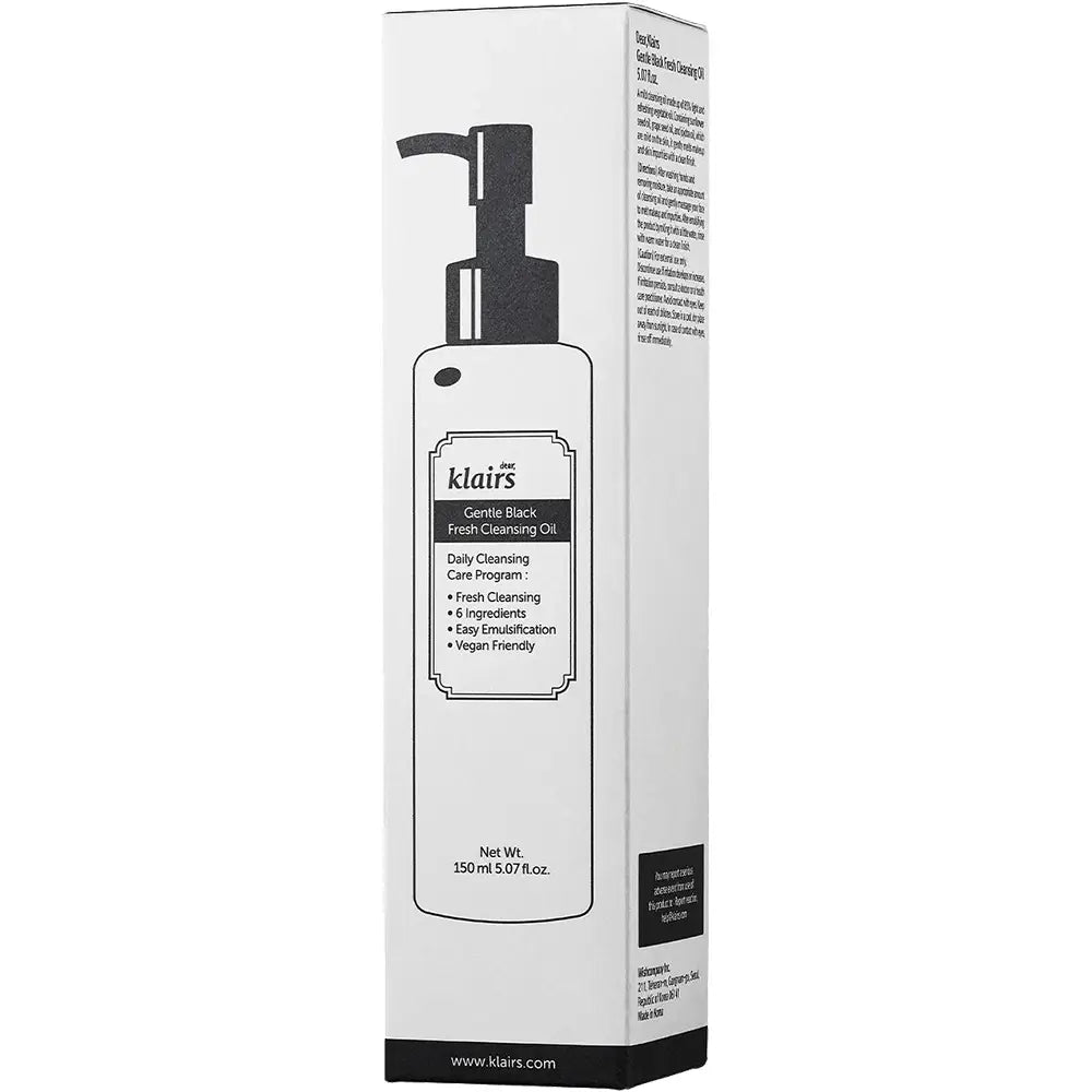 Dear Klairs Gentle Black Fresh Reinigungsöl für Mischhaut und fettige Haut - Sanfte Make-up-Entfernung und antioxidative Feuchtigkeit, 150 ml