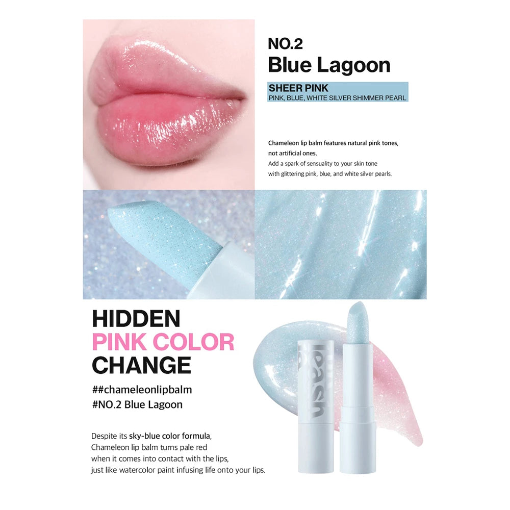UNLEASHIA Glacier Vegan Balm Lippenbalsam Nr. 2 Blue Lagoon - Feuchtigkeit und Glanz, 3,3 g