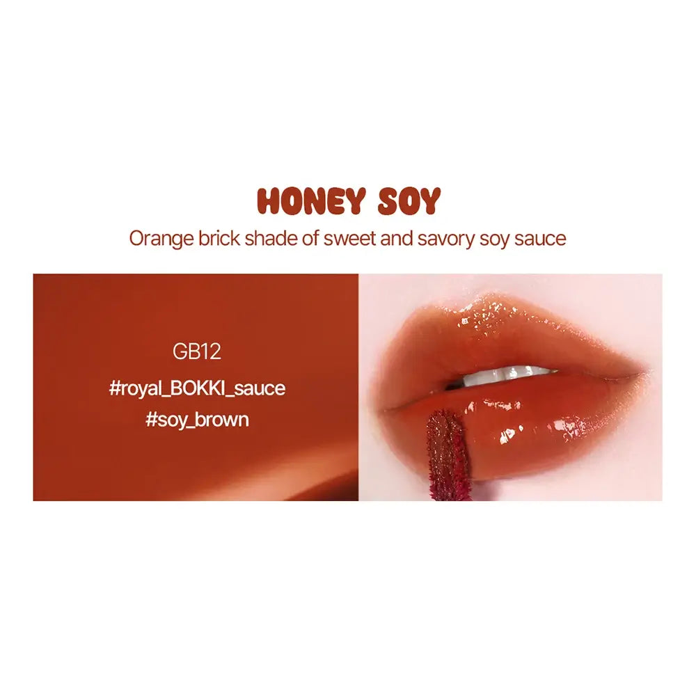 BLACK ROUGE Glow Bokki Tint - Lippenstift formuliert mit intensen Pigmenten und feuchtigkeitsspendenden Inhaltsstoffen, für ein glänzendes und hydratisiertes Finish - 4,85 g - GB12 Honey Soy