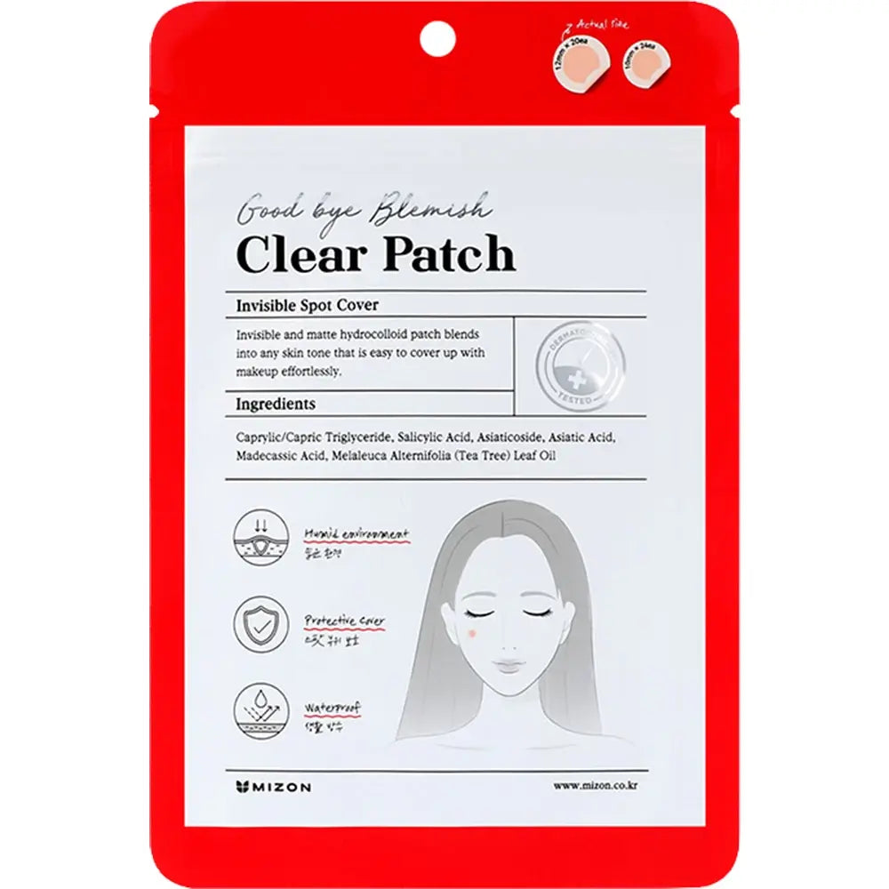 MIZON Good Bye Blemish Clear Patch 44 Stück - transparente und matte Hydrokolloid-Pflaster mit Salicylsäure und Teebaumöl zur Behandlung von Akne und zum Schutz von Läsionen vor äußeren Einflüssen