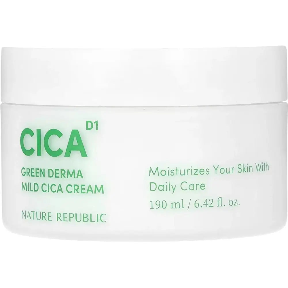 NATURE REPUBLIC Green Derma Mild Cica - Körper- und Gesichtscreme mit Centella Asiatica-Extrakt und Ceramid NP, die zur Hautfeuchtigkeit und zur Erhaltung der Hautbarriere beiträgt - 190 ml