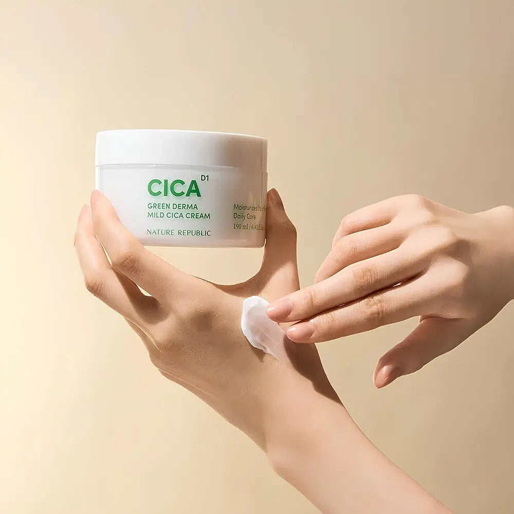 NATURE REPUBLIC Green Derma Mild Cica - Körper- und Gesichtscreme mit Centella Asiatica-Extrakt und Ceramid NP, die zur Hautfeuchtigkeit und zur Erhaltung der Hautbarriere beiträgt - 190 ml