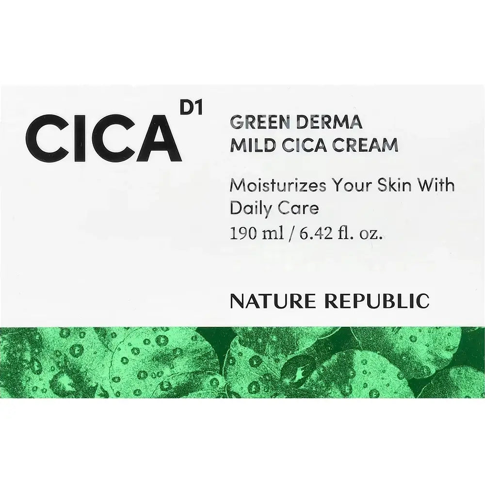 NATURE REPUBLIC Green Derma Mild Cica - Körper- und Gesichtscreme mit Centella Asiatica-Extrakt und Ceramid NP, die zur Hautfeuchtigkeit und zur Erhaltung der Hautbarriere beiträgt - 190 ml