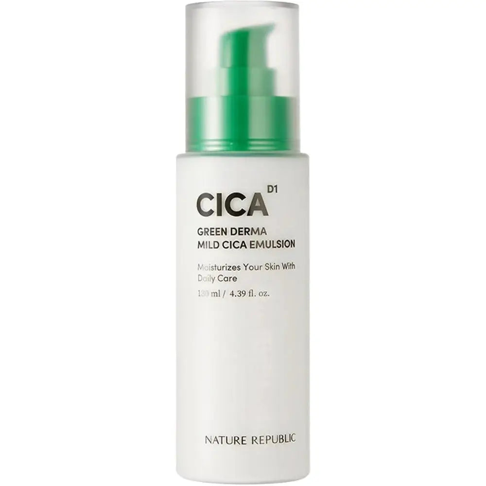 NATURE REPUBLIC Green Derma Emulsion Feuchtigkeitsspendende Gesichtscreme Cica Beruhigend - Feuchtigkeitsspendend und Beruhigend für empfindliche Haut, 130 ml