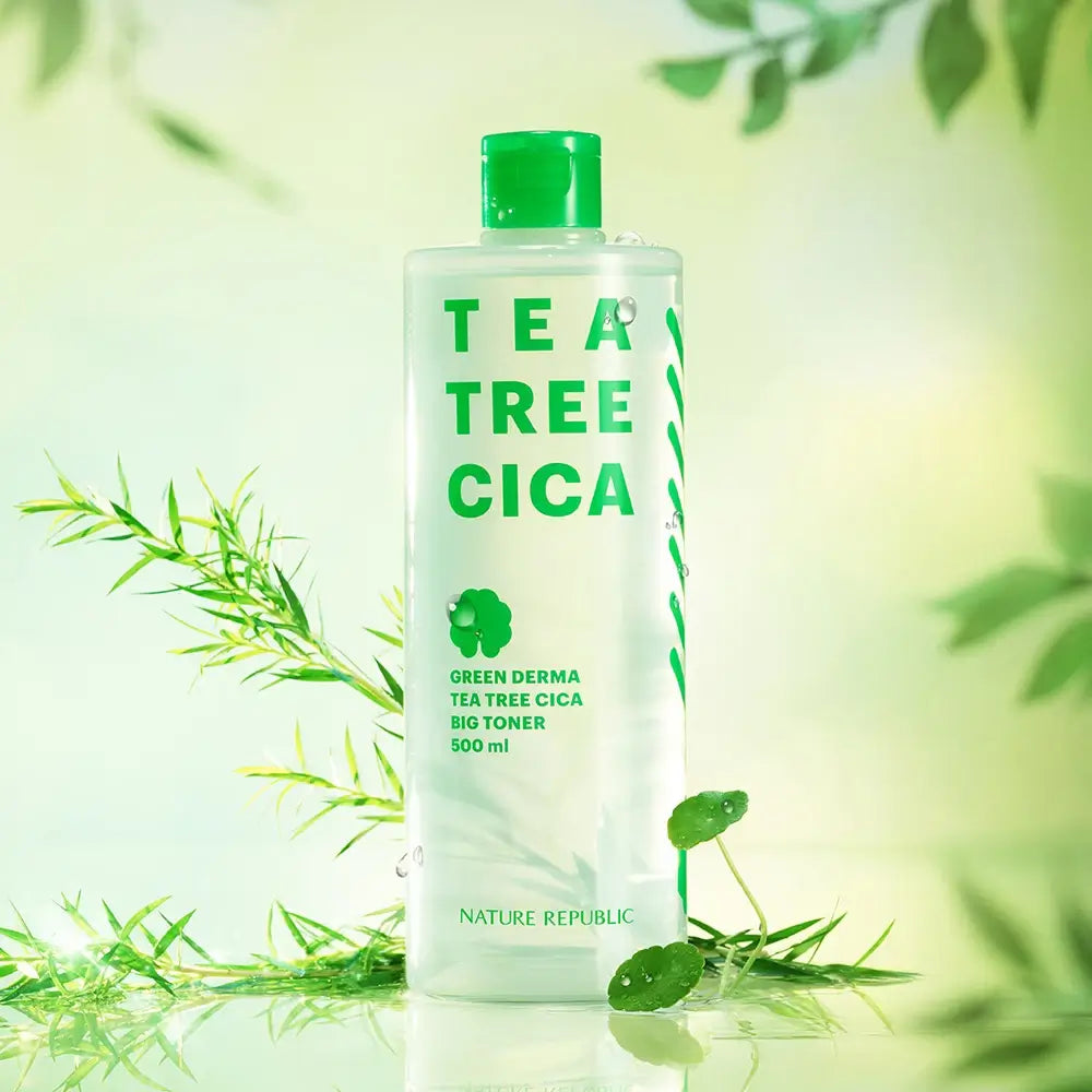 NATURE REPUBLIC Green Derma Toner Beruhigend mit Teebaumöl - Sanftes Peeling und Feuchtigkeit für empfindliche Haut, 500 ml