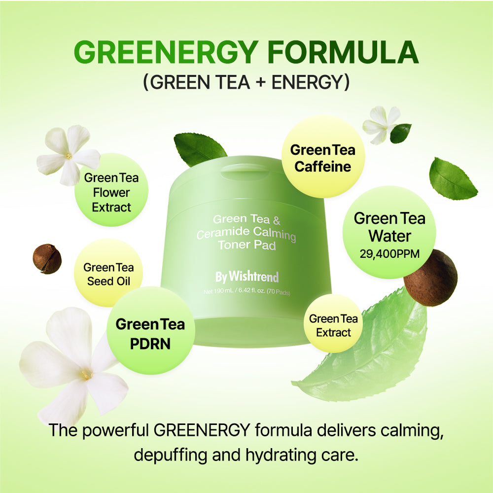 Grüner Tee und Ceramid beruhigendes Toner-Pad 190 ml