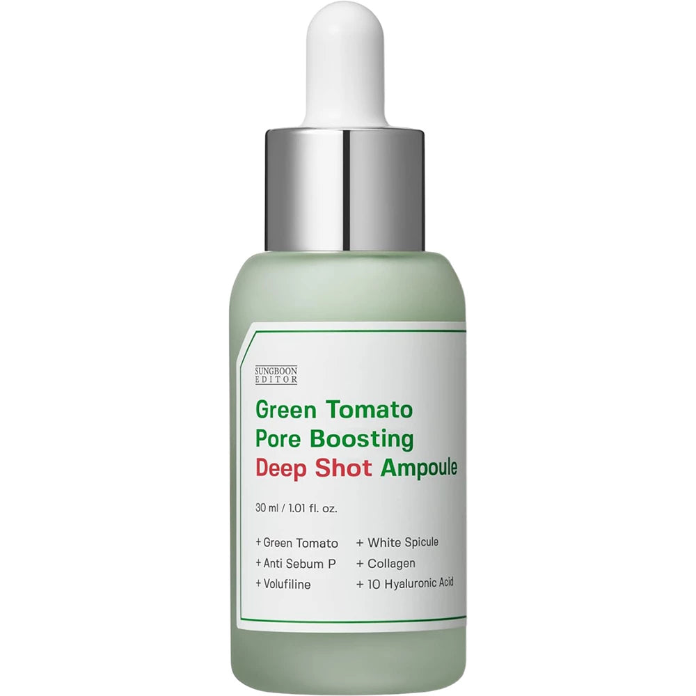 SUNGBOON EDITOR Green Tomato Pore Boosting Deep Shot - Verkleinerung von erweiterten Poren und intensive Feuchtigkeitsversorgung, 30ml