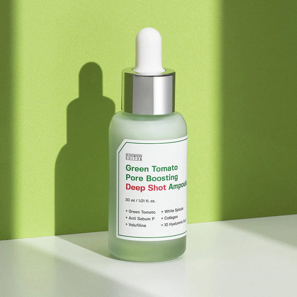 SUNGBOON EDITOR Green Tomato Pore Boosting Deep Shot - Verkleinerung von erweiterten Poren und intensive Feuchtigkeitsversorgung, 30ml