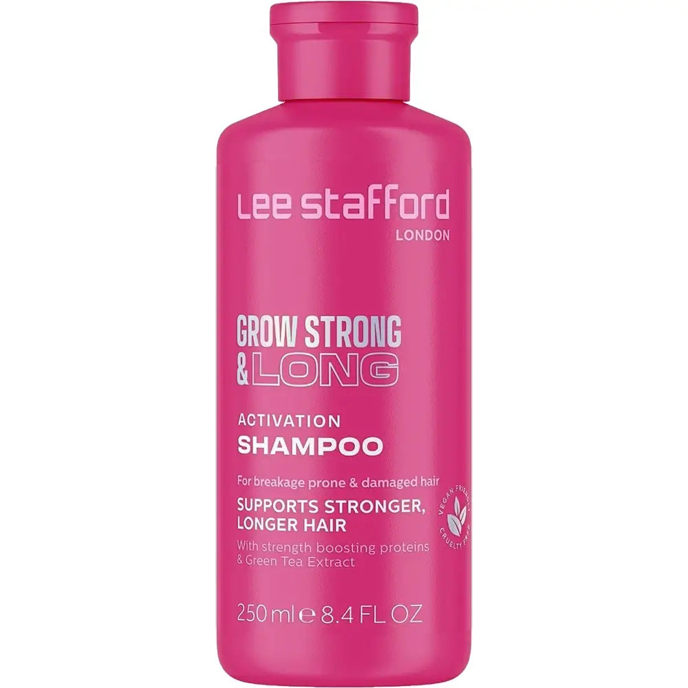 LEE STAFFORD Grow Strong&Long Aktivierungs-Shampoo - Shampoo formuliert mit Pro-Growth Komplex und Grüntee-Extrakt, das zur Stimulierung des Haarwachstums und zur Reduzierung von Haarausfall beiträgt - 250 ml