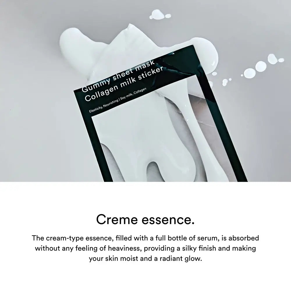 ABIB Gummy Sheet Mask Kollagen Milch Sticker Gesichtsmaske - Feuchtigkeitsspendend und beruhigend, 27 ml
