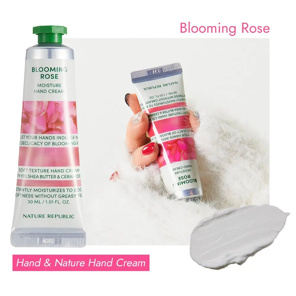 NATURE REPUBLIC Hand and Nature Handcreme Blooming Rose - Intensive Feuchtigkeit und Geschmeidigkeit, 30 ml