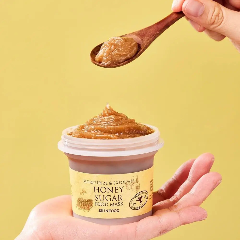 SKINFOOD Honig Zucker Maske - Gesichtsmaske mit Manuka-Honig und schwarzem Zucker zur sanften Hautpeeling und Feuchtigkeitspflege - 120 g
