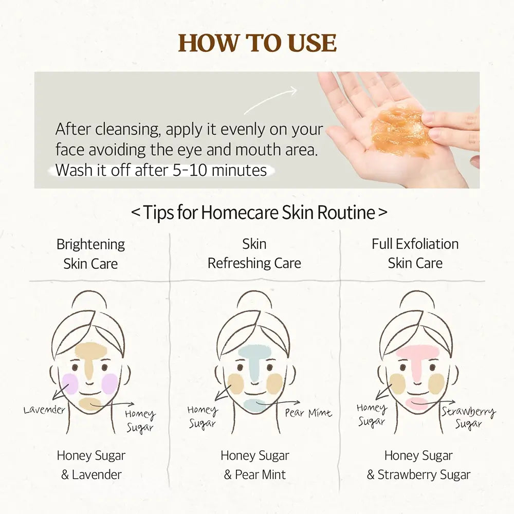 SKINFOOD Honig Zucker Maske - Gesichtsmaske mit Manuka-Honig und schwarzem Zucker zur sanften Hautpeeling und Feuchtigkeitspflege - 120 g
