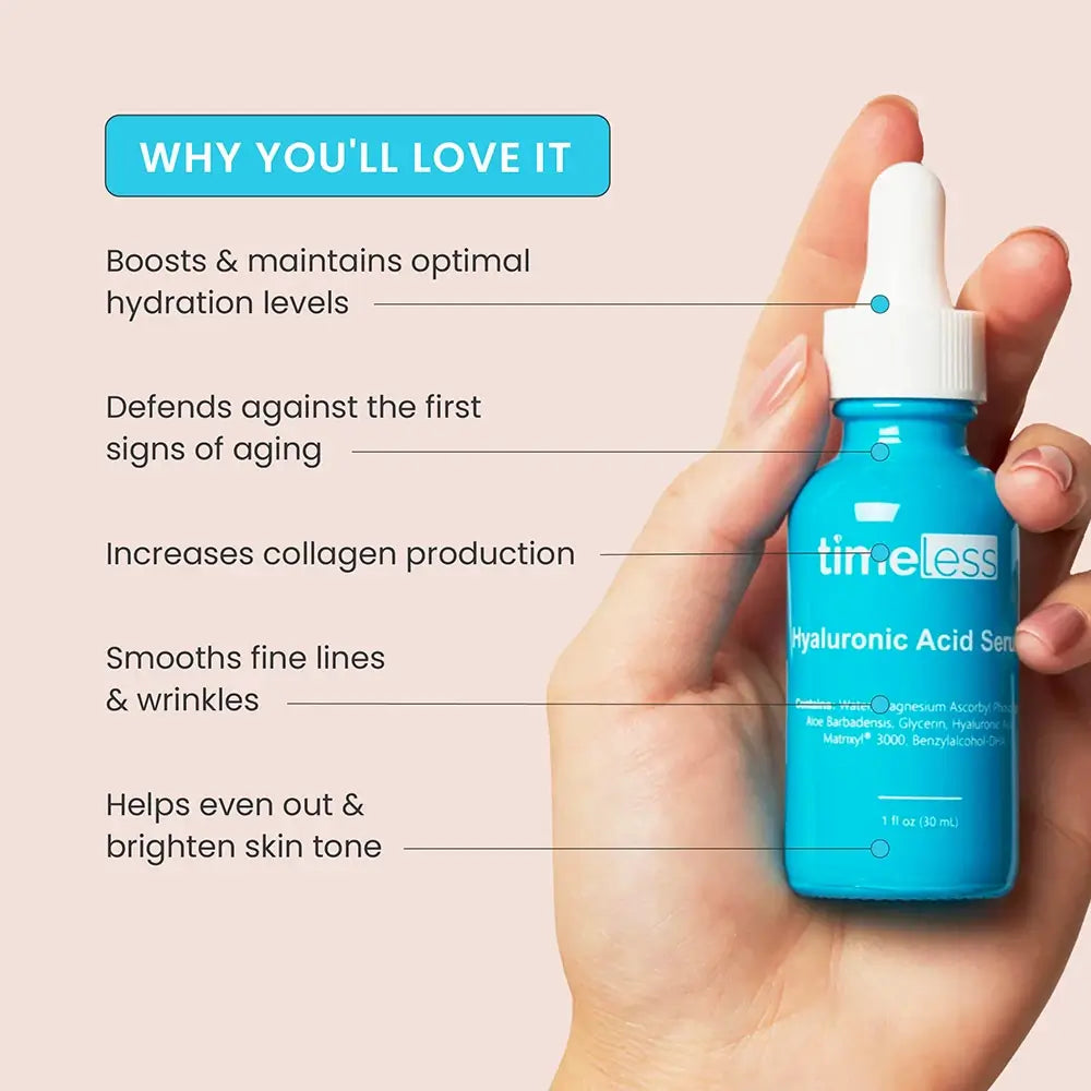Timeless Skin Care Pure Line Hyaluronsäure & Vitamin C Serum - Intensive Feuchtigkeit und Ausstrahlung, 30 ml