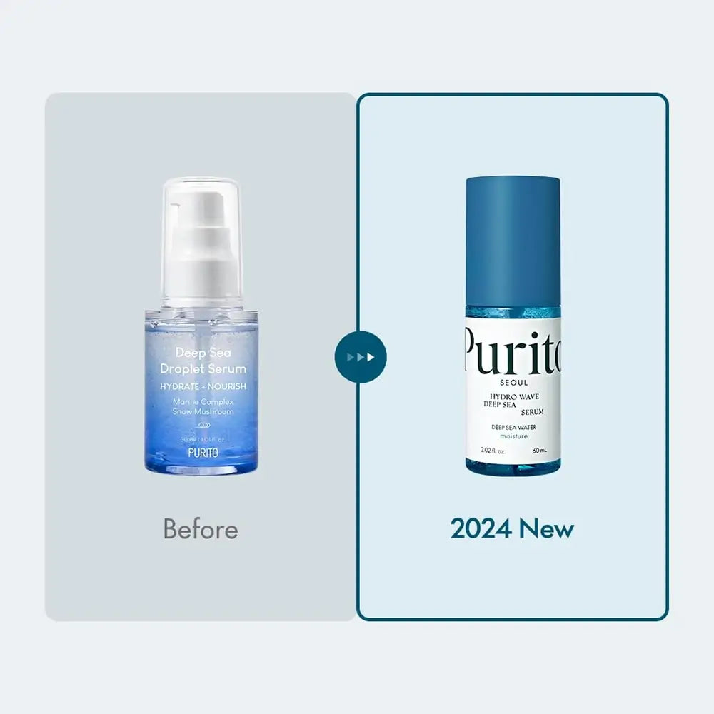 PURITO Hydro Wave Deep Sea Serum - Serum mit Meerwasser aus Gangwondo und Tremella Fuciformis Schneepilz-Extrakt für intensive Hautfeuchtigkeit und die Aufrechterhaltung des Mineralhaushalts - 60 ml