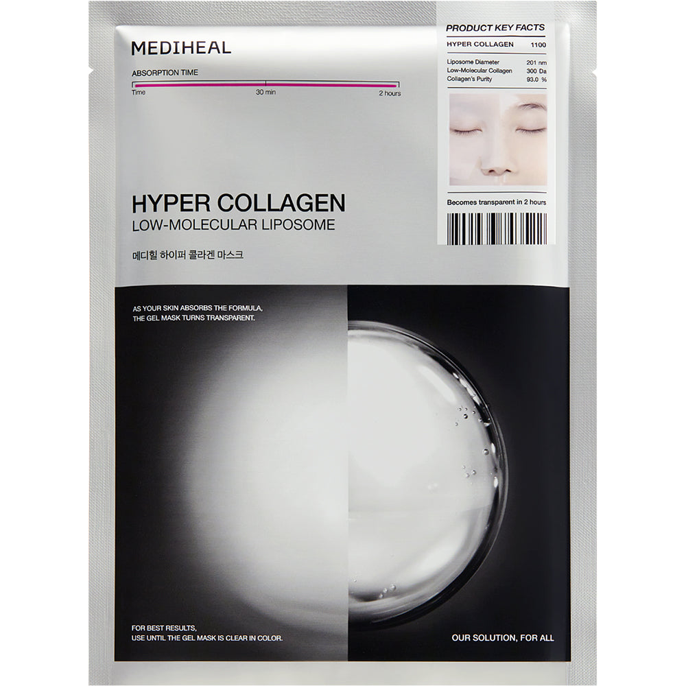MEDIHEAL Hyper Collagen Hydrogel Mask - masca de fata formulata cu colagen si niacinamida, care contribuie la imbunatatirea aspectului pielii care si-a pierdut tonusul - 35 gr