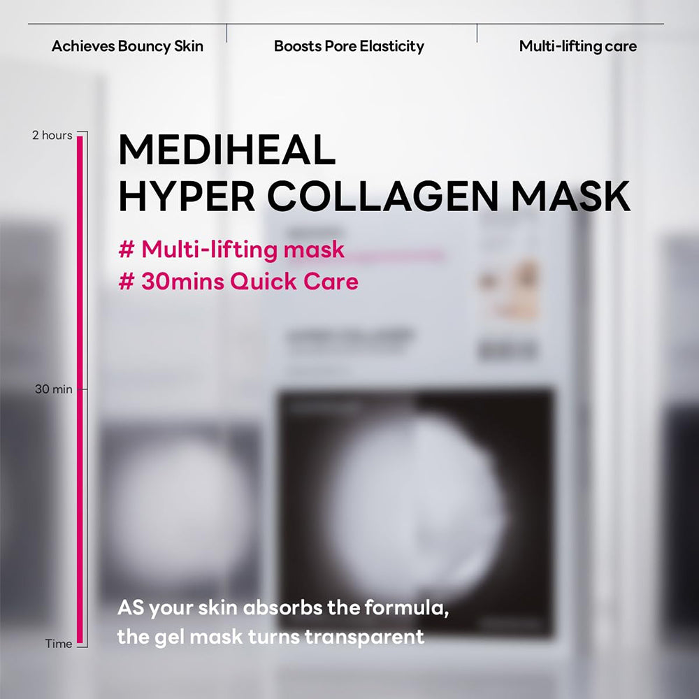 MEDIHEAL Hyper Collagen Hydrogel Mask - masca de fata formulata cu colagen si niacinamida, care contribuie la imbunatatirea aspectului pielii care si-a pierdut tonusul - 35 gr