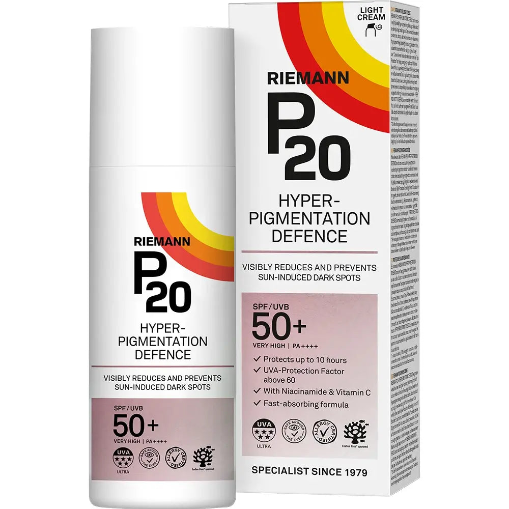 RIEMANN P20 Hyperpigmentation Defense LSF 50+ - Gesichtscreme mit Niacinamid und Vitamin C zur Vorbeugung und Reduzierung bestehender Pigmentflecken im Gesicht und am Hals für einen gleichmäßigeren Hautton - 50 g