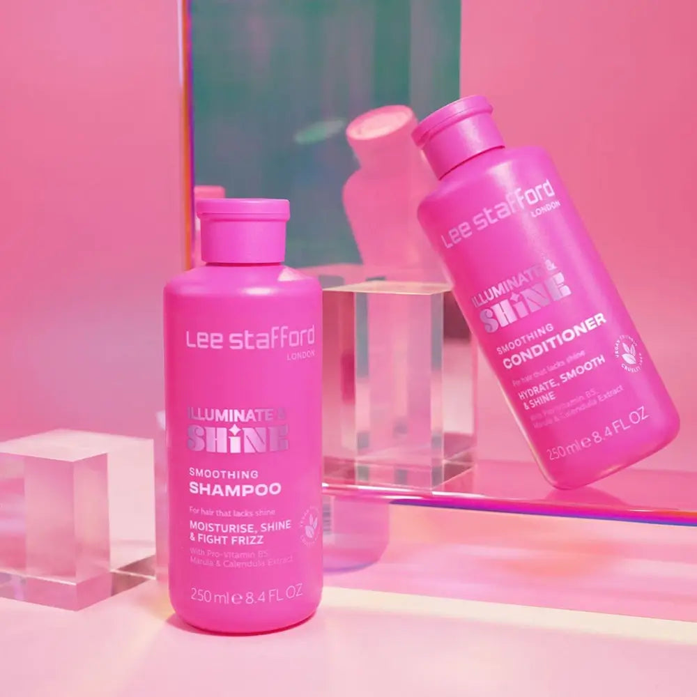 LEE STAFFORD Illuminate & Shine Glättendes Shampoo - Shampoo mit Pro-Vitamin B5 und Marula-Öl, reinigt sanft glanzloses oder krauses Haar und sorgt für seidiges, ultra-glänzendes Aussehen - 250 ml