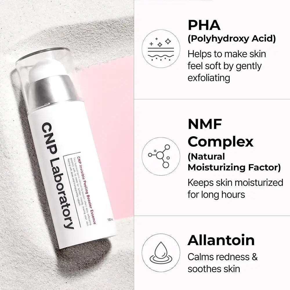 CNP LABORATORY Unsichtbarer Peeling Booster Essence - Gesichtsserum mit Gluconolacton PHA und Hyaluronsäure