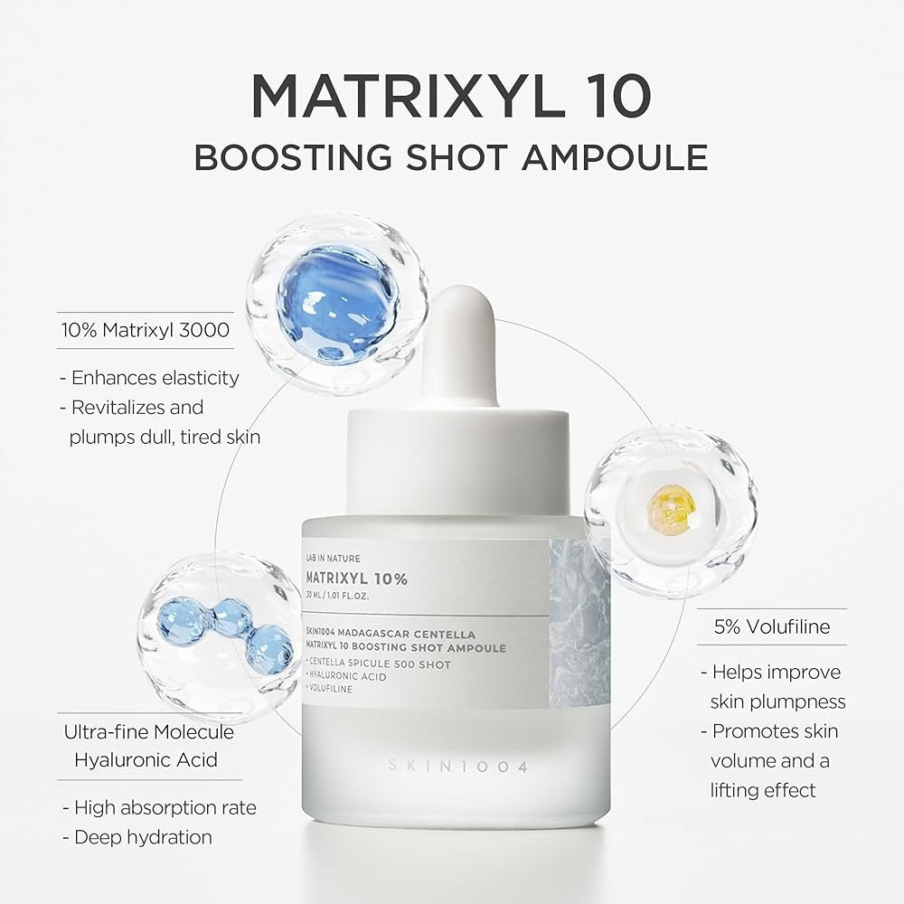 SKIN1004 Lab in Nature Madagascar Centella Matrixyl 10 Boosting Shot Ampoule - Gesichtsserum mit Hyaluronsäure und Centella Asiatica aus Madagaskar zur Hautfeuchtigkeit und Hautkomfort - 30 ml